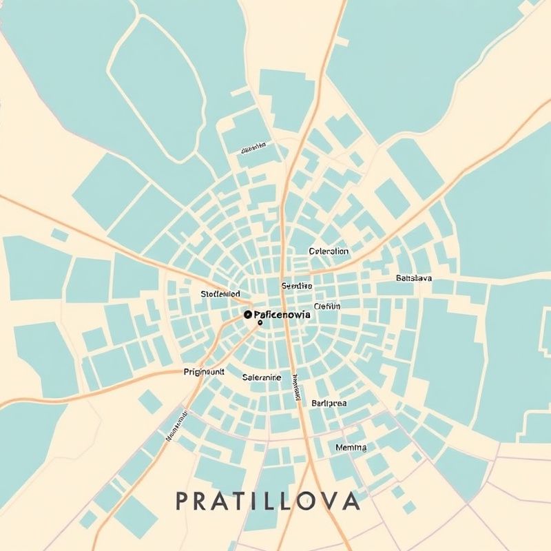 Štylizovaná mapa centra Bratislavy, štvrť Pribinova